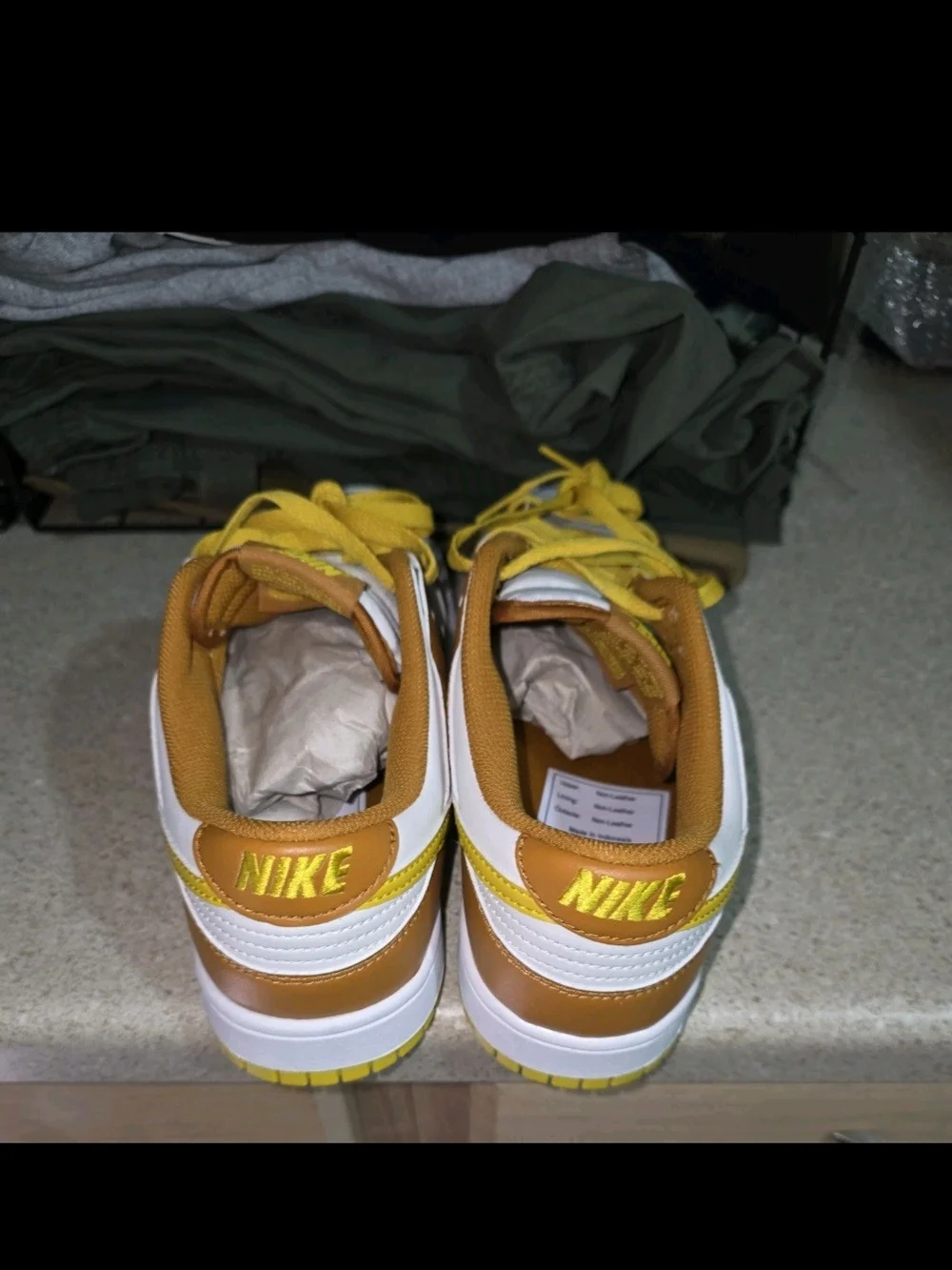 Nike Dunk Low Retro Sneakers in White, Mustard and Yellow